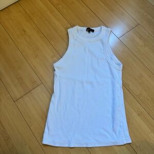 Massimo Dutti Ribbed White Sleeveless Tank Top Size Small